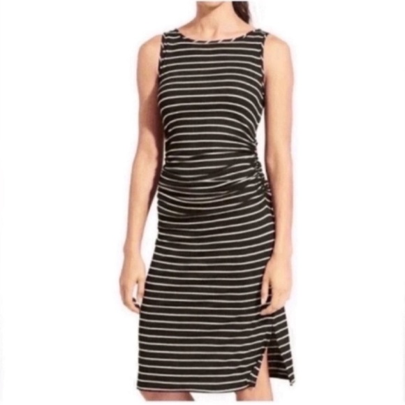Athleta Dresses & Skirts - Athleta Sunkissed Soft Ribbed Black stripe midi dress (M)